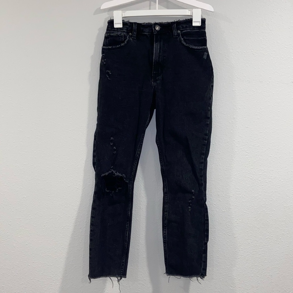 Abercrombie & Fitch The Skinny High Rise Black Distressed Women's Curve Love